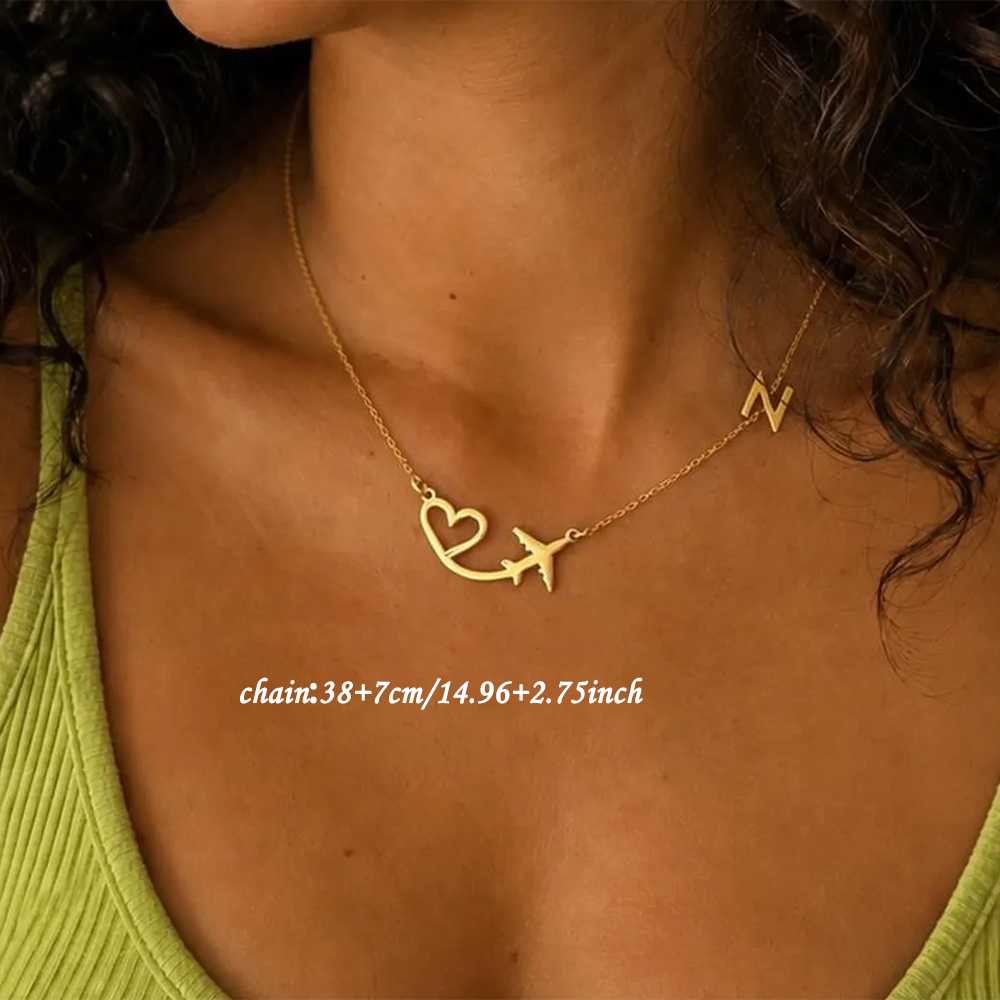 Personalized Heart Airplane In - Name Necklace Custom recension och pris