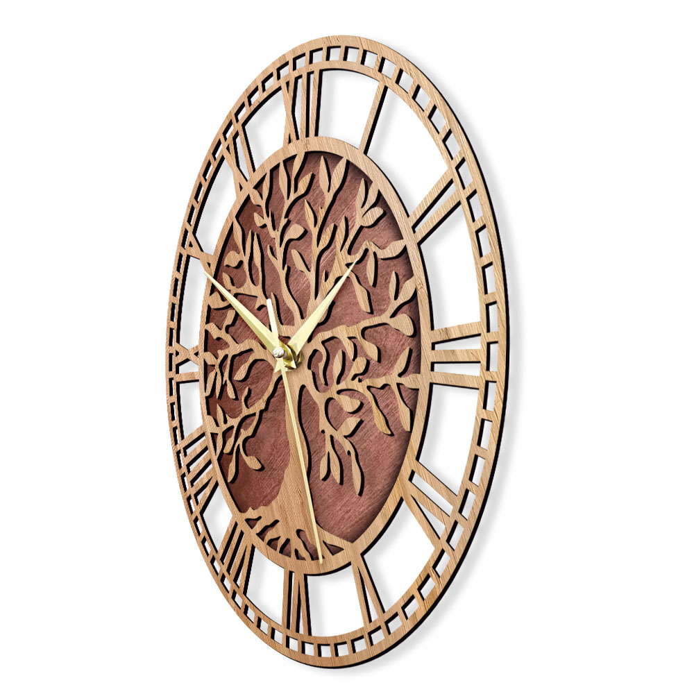 Tree of Life Wooden Wall Clock - Family Tree Print recension och pris