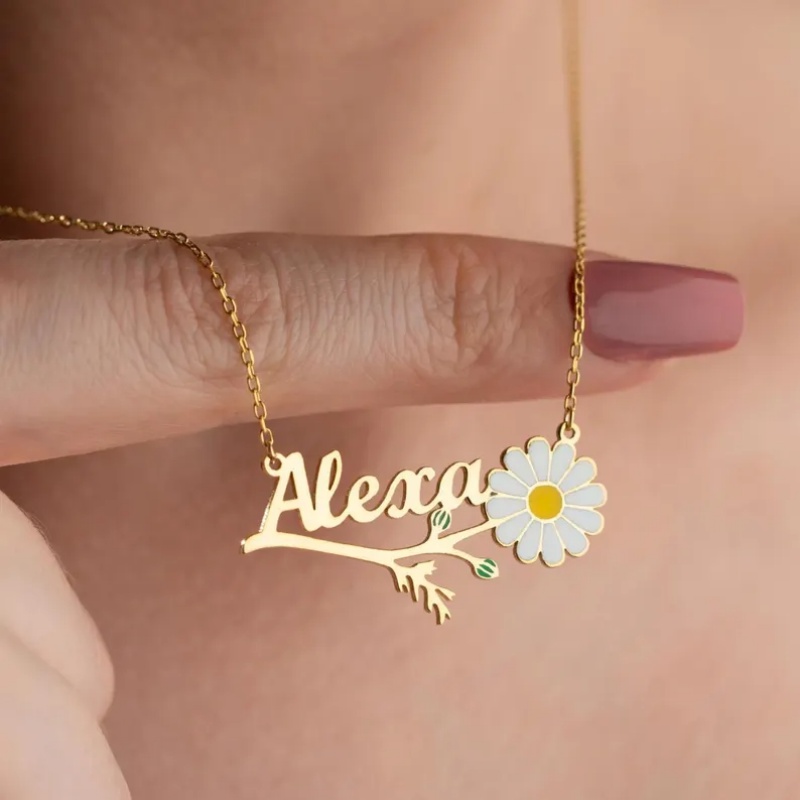 Roro‘s Personalized Colorful E - Birth Flower Necklace recension och pris