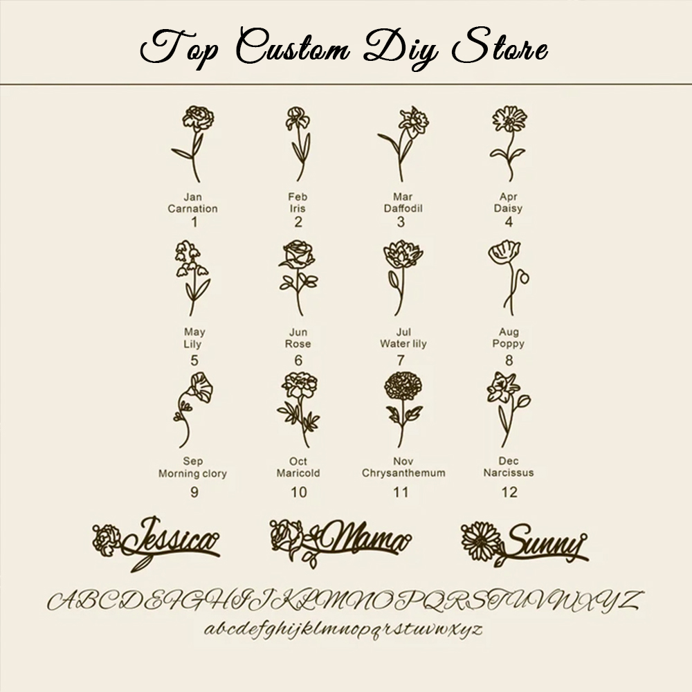 Personalized Name BirthFlower  - Birth Flower Necklace recension och pris
