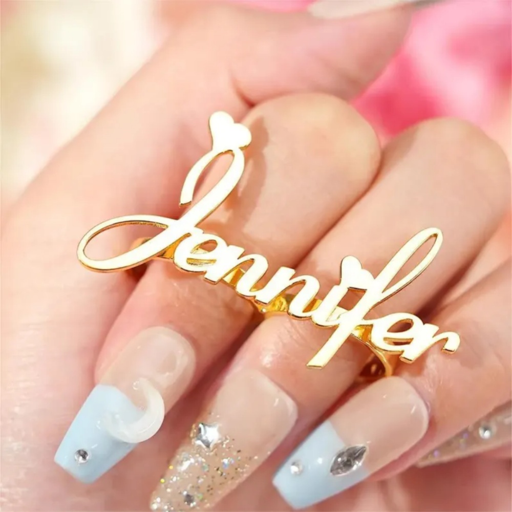 LeeChee Personalized Two Finge - Initial Ring Custom recension och pris